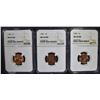 Image 1 : 1940, 41, 42 LINCOLN CENTS NGC MS-66 RD