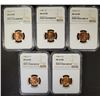 Image 1 : 5 LINCOLN CENTS NGC MS-66 RD