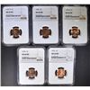 Image 1 : 5 LINCOLN CENTS NGC MS-66 RD