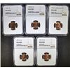 Image 1 : 5 LINCOLN CENTS NGC MS-66 RD