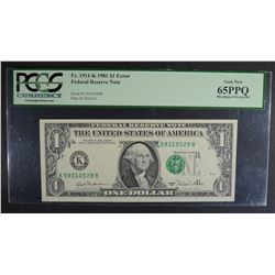 1981 $1 FEDERAL RESERVE NOTE PCGS 65PPQ