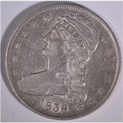 1838 CAPPED BUST HALF DOLLAR  AU