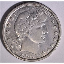 1907-S BARBER HALF DOLLAR  AU