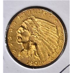 1908 $2 1/2 GOLD INDIAN HEAD  CH BU
