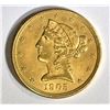 Image 1 : 1905 $5 GOLD LIBERTY  GEM BU