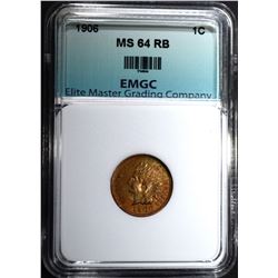 1906 INDIAN CENT, EMGC CH/GEM BU RB