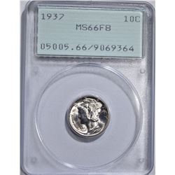 1937 MERCURY DIME, PCGS MS-66 FB OGH
