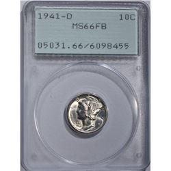 1941-D MERCURY DIME, PCGS MS-66 FB OGH