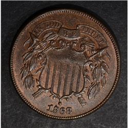 1868 TWO CENT PIECE CH BU  RB