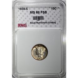 1939-S MERCURY DIME RNG SUPERB GEM+ FSB