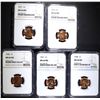 Image 1 : 5 P MINT LINCOLN CENTS NGC MS-66 RD