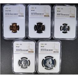 1961 COMPLETE PROOF SET ALL NGC PF67