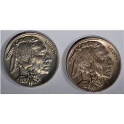 1919 & 1920 BUFFALO NICKELS, CH BU