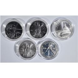 5 UNC SILVER DOLLARS IN CAPS ONLY