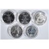 Image 2 : 5 UNC SILVER DOLLARS IN CAPS ONLY