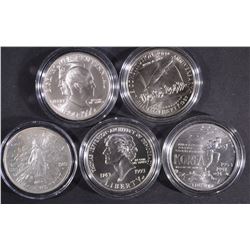 5 UNC SILVER DOLLARS IN CAPS ONLY