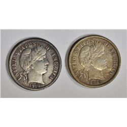 1909 & 1910 XF BARBER DIMES