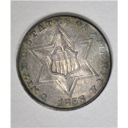1856 3-CENT SILVER, AU
