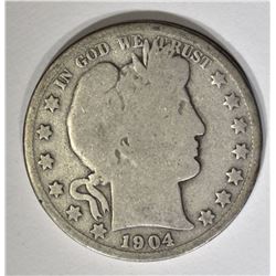 1904-S BARBER HALF DOLLAR, GOOD