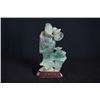 Image 1 : Green Quartz Jade Figure of Taoism with Base.