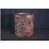 Image 1 : A big wood carving brush pot with " Xian Ju Tu" pattern.