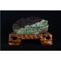 Grade A Jadeite, mountain and figures large decorationbaoshi diao