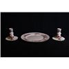 Image 1 : England Bone China 2 candlesticks + 1 tableware.