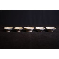 Qing Dynasty, a set of Five Small  Chun  Mark Blue-and-White Bowls.