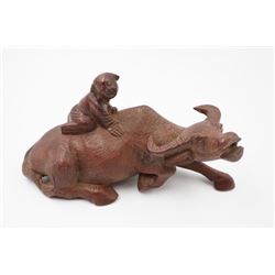 Qing Dynasty Boxwood Carved "Cowherd"