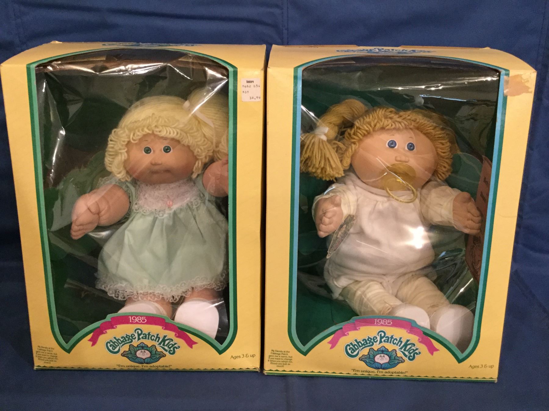 Cabbage Patch Kids boxes with dolls and certificates Lousella Felice ...