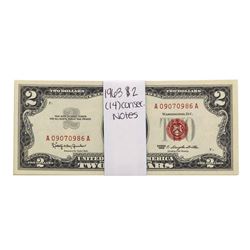 Lot of (14) Consecutive 1963 $2 Legal Tender Notes
