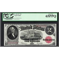 1917 $2 Legal Tender Note Fr.60 PCGS Gem New 65PPQ