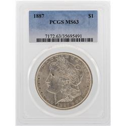 1887 $1 Morgan Silver Dollar Coin PCGS MS63