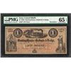 Image 1 : 1850's $1 Banking House of Baldwin & Dodge Obsolete Note PMG Gem Uncirculated 65