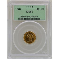 1907 $2 1/2 Liberty Head Quarter Eagle Gold Coin PCGS MS62