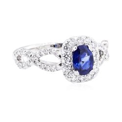 14KT White Gold 1.38 ctw Sapphire and Diamond Ring