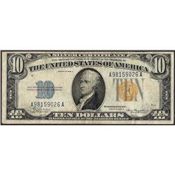 1934A $10 Silver Certificate WWI Emergency North Africa Note