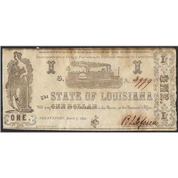 1864 $1 State of Louisiana Obsolete Note