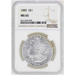 1885 $1 Morgan Silver Dollar Coin NGC MS65