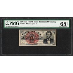 1863 Fourth Issue 50 Cents Fractional Currency Note PMG Gem Uncirculated 65EPQ
