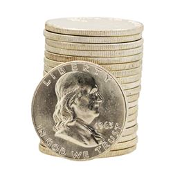 Roll of (20) Brilliant Uncirculated 1963-D Franklin Half Dollar Coins