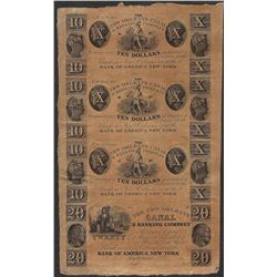 Uncut Sheet of 1800's New Orleans Canal & Banking Company Obsolete Notes