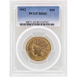 1912 $10 Indian Head Eagle Gold Coin PCGS MS62