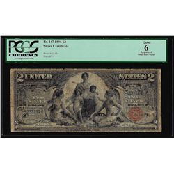 1896 $2 Educational Silver Certificate Note Fr.247 PCGS Good 6 Apparent