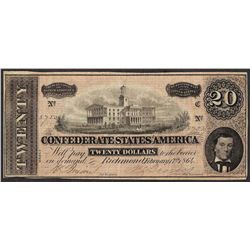 1864 $20 Confederate States of America Note