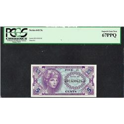 Series 641 Five Cent Military Payment Certificate Note PCGS Superb Gem New 67PPQ