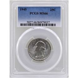 1945 Washington Quarter Coin PCGS MS66