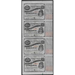 Uncut Sheet of (4) State of Louisiana Baby Bond Obsolete Notes