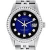 Image 1 : Rolex Men's Stainless Steel Blue Vignette Princess Cut Diamond Datejust Wristwat