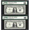 Image 1 : Lot of (2) 1957A $1 Silver Certificate Notes Fr.1620 PMG Gem Uncirculated 66EPQ